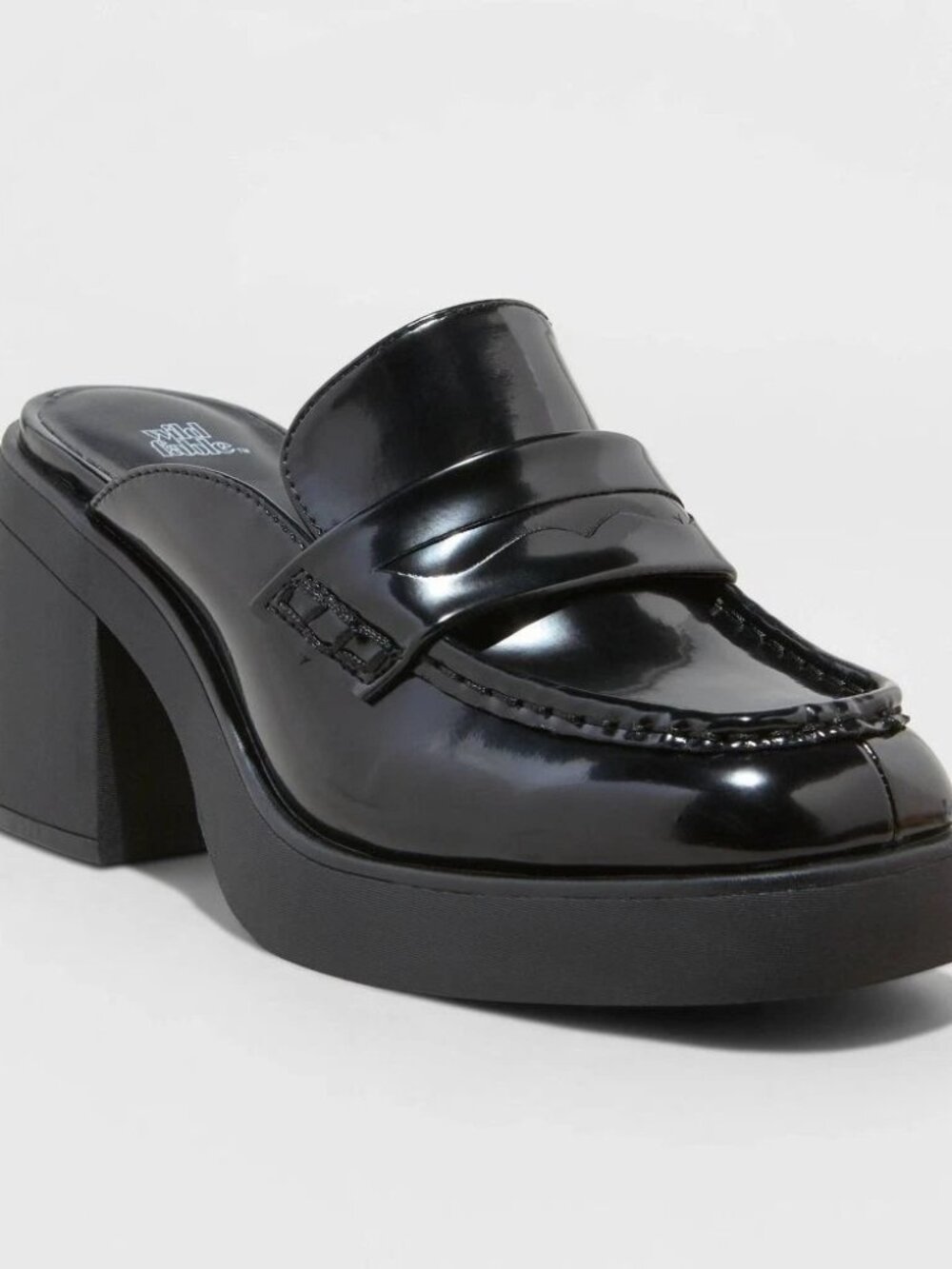Wild Fable Black Faux Patent Leather Platform Mule Penny Loafers - Size 7.5